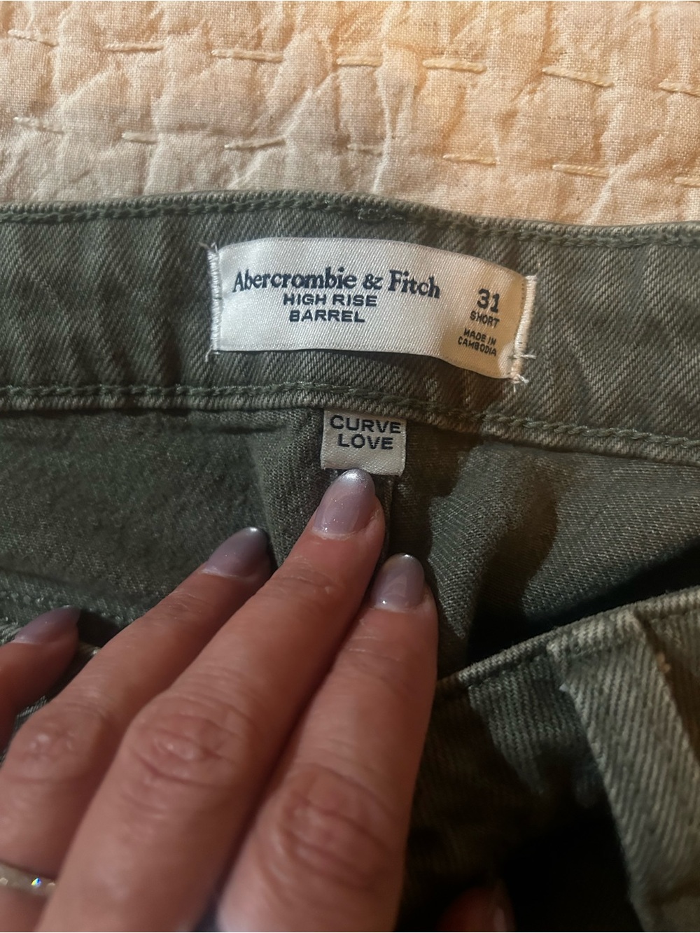 Abercrombie & Fitch Olive High-Rise Barrel Pants - Picture 5 of 7